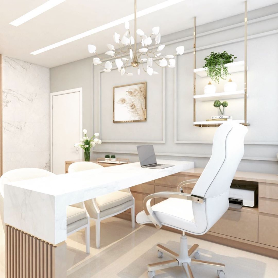 Oficina elegante con escritorio de mármol